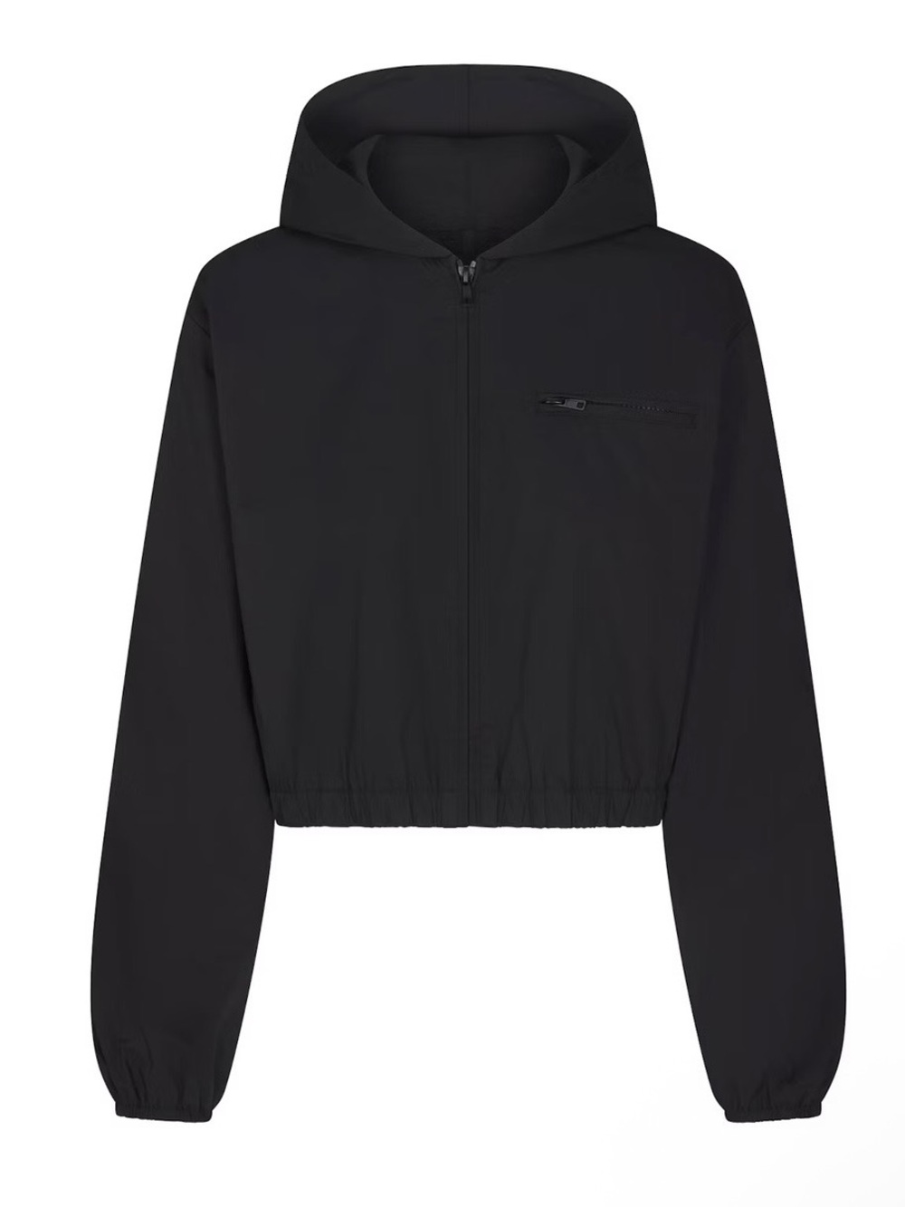 SKIMS NWOT Woven Cotton Cropped Zip Up Jacket in Oynx Size Large